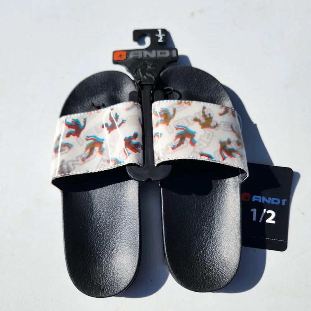 NEW And1 Size 1 Youth Boys Basketball Slide Sandal Sandals Slides shoes Holograp